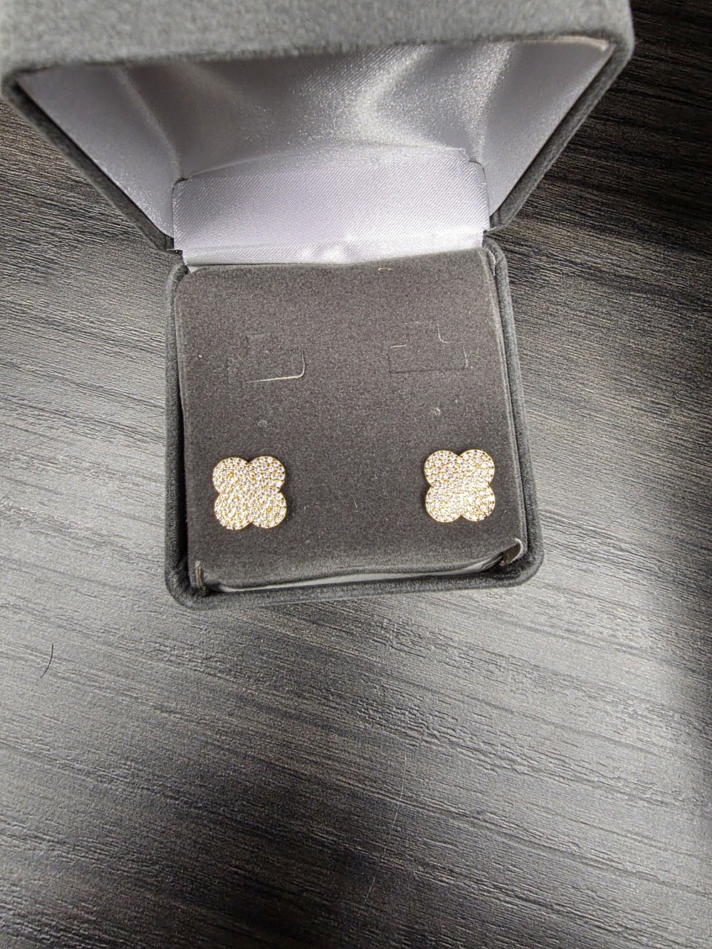 Gold Pave Clover Stud Earrings - Women Jewelry